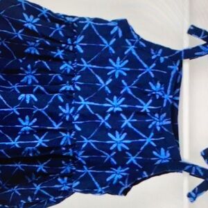 Floral linen blend tiered infant girls dress